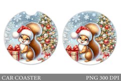 Cute Squirrel Car Coaster. Christmas Car Coaster Design Product Image 1