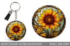 Sunflowers Keychain Sublimation. Flowers Round Keychain Product Image 1
