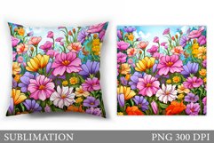 Floral Sublimation. Flowers Pillow Sublimation Product Image 1