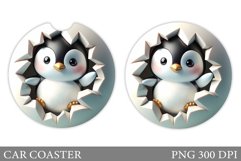 Cute Penguin Car Coaster. Cute Penguin Coaster Sublimation Product Image 1