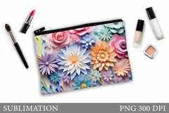 Flowers Makeup Bag Sublimation. Floral Makeup Pouch Design Product Image 1