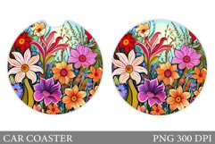 Flowers Car Coaster Design. Summer Car Coaster Template Product Image 1