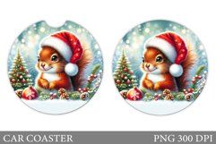 Cute Squirrel Car Coaster. Christmas Car Coaster Design Product Image 1