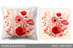 Wildflowers Pillow Sublimation. Flowers Sublimation Product Image 1