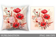 Flowers Sublimation. Wildflowers Pillow Sublimation Product Image 1