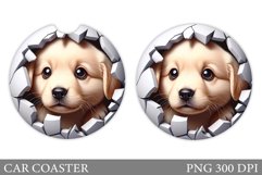 Cute Dog Car Coaster. Cute Dog Coaster Sublimation Product Image 1
