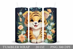 Cute Tiger Tumbler Design. Tiger Sublimation Product Image 1