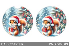 Cute Squirrel Car Coaster. Christmas Car Coaster Design Product Image 1