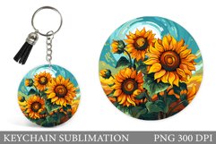 Sunflowers Keychain Design. Flowers Summer Keychain Product Image 1