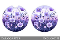Flowers Car Coaster Design. Wildflowers Sublimation Product Image 1