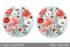 Wildflowers Car Coaster Sublimation. Flowers Car Coaster Product Image 1