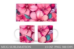 Flowers Mug Sublimation. Floral Mug Wrap Design Product Image 1