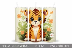 Cute Tiger Tumbler Design. Tiger Sublimation Product Image 1