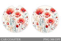Flowers Car Coaster Sublimation. Flowers Coaster Design Product Image 1