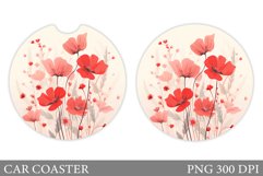 Wildflowers Car Coaster Sublimation. Flowers Car Coaster Product Image 1
