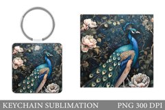 Peacock Keychain Design. Peacock Keychain Sublimation Product Image 1