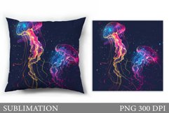 Jellyfish Pillow Design. Jellyfish Sublimation Product Image 1