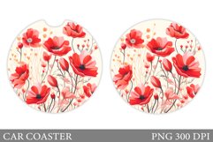 Flowers Car Coaster Sublimation. Floral Coaster Design Product Image 1