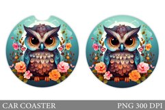Owl Car Coaster Sublimation. Owl Car Coaster Design Product Image 1