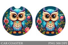 Cute Owl Car Coaster Design. Owl Car Coaster Sublimation Product Image 1