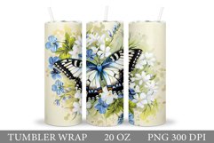Butterfly Tumbler Design. Flowers Tumbler Sublimation Product Image 1