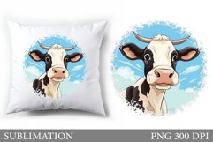 Cute Cow Pillow Sublimation. Cow Sublimation Product Image 1