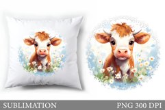 Cute Cow Pillow Design. Cute Cow Sublimation Product Image 1