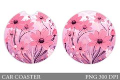 Flowers Car Coaster Design. Summer Car Coaster Template Product Image 1