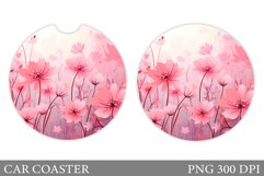Flowers Car Coaster Sublimation. Floral Coaster Design Product Image 1