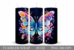 Butterflies Sublimation. Butterfly Tumbler Sublimation Product Image 1