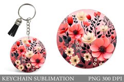 Flowers Keychain Sublimation. Flowers Keychain Design Product Image 1
