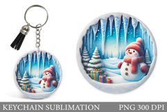 Cute Snowman Keychain Sublimation. Snowman Christmas Design Product Image 1