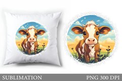 Cute Cow Pillow Sublimation. Cute Cow Sublimation Product Image 1