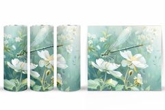 Dragonfly Tumbler Sublimation. Flowers Tumbler Wrap Design Product Image 2