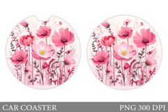 Flowers Car Coaster Design. Wildflowers Sublimation Product Image 1