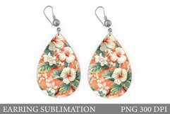 Tropical Flowers Earring Sublimation. Flowers Earring Design Product Image 1