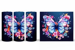 Butterfly Tumbler Sublimation. Flowers Tumbler Wrap Design Product Image 2