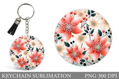 Flowers Keychain Design. Floral Keychain Sublimation Product Image 1