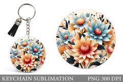 Flowers Keychain Design. Floral Keychain Sublimation Product Image 1