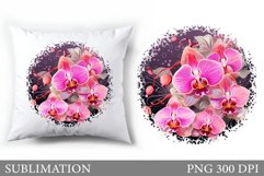 Orchid Pillow Sublimation. Floral Sublimation Product Image 1