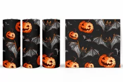 Halloween Tumbler Wrap Sublimation. Scary Pumpkin Tumbler Product Image 2