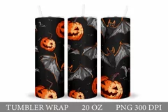 Halloween Tumbler Wrap Sublimation. Scary Pumpkin Tumbler Product Image 1