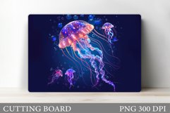 Jellyfish Cutting Board. Sea Kitchen Cutting Board Design Product Image 1