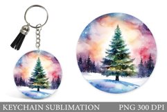 Christmas Tree Keychain. Christmas Round Keychain Product Image 1
