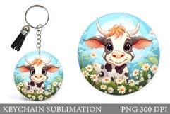 Cute Cow Keychain Design. Cute Cow Sublimation Product Image 1