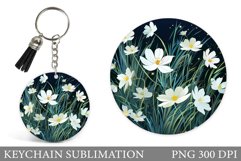 Flowers Round Keychain. Wildflowers Keychain Sublimation Product Image 1