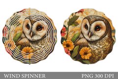 Owl Wind Spinner Sublimation. Owl Flowers Wind Spinner Product Image 1