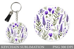 Lavender Keychain Sublimation. Flowers Keychain Design Product Image 1