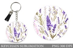 Lavender Keychain Sublimation. Flowers Keychain Design Product Image 1
