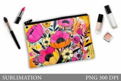 Flowers Makeup Bag Design. Flowers Makeup Pouch Sublimation Product Image 1